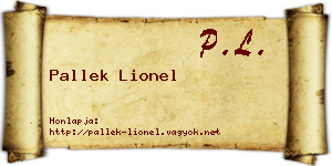 Pallek Lionel névjegykártya